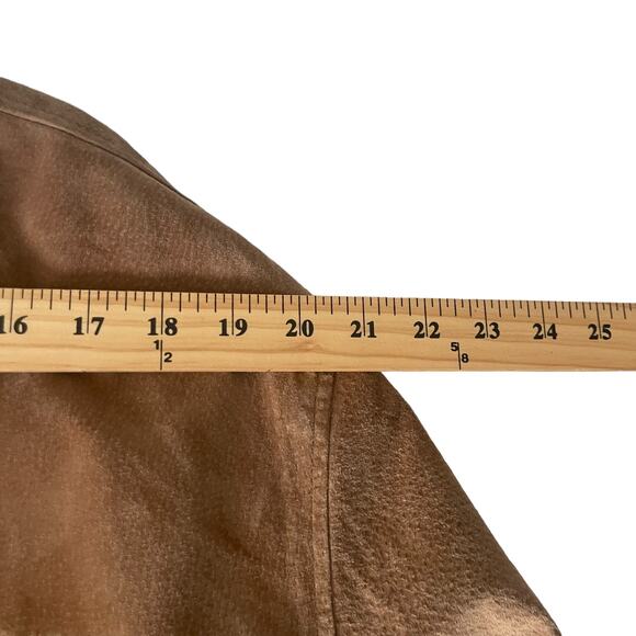 Identity Vintage 90s Men's Size Large Tan Leather Bomber Coat Jacket - Picture 11 of 12